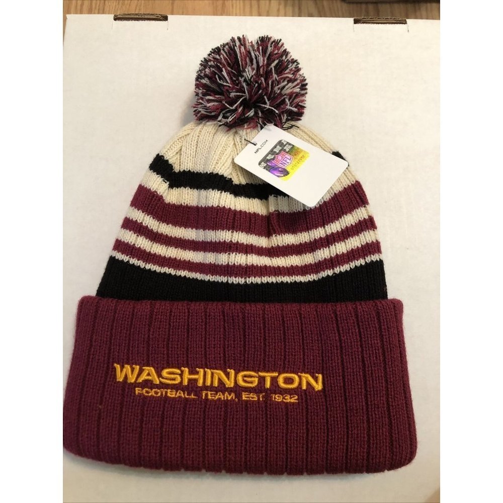 Washington Football Team Winter Pom Hat Adult Beanie Waffle Knitted